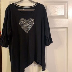 Lane Bryant   Black Tunic Embellished with a Shiny Heart  🤍🤍🤍🤍🤍